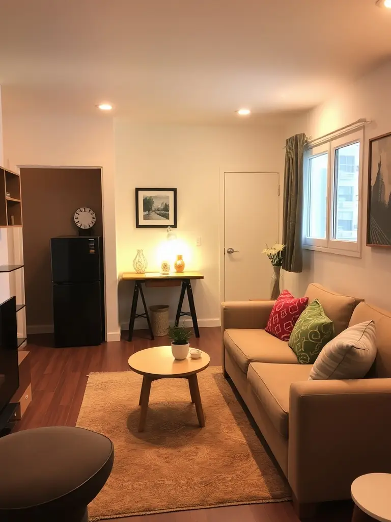 A cozy living room scene in a rent-to-own home, emphasizing the comfort and stability that comes with having a place to call your own.
