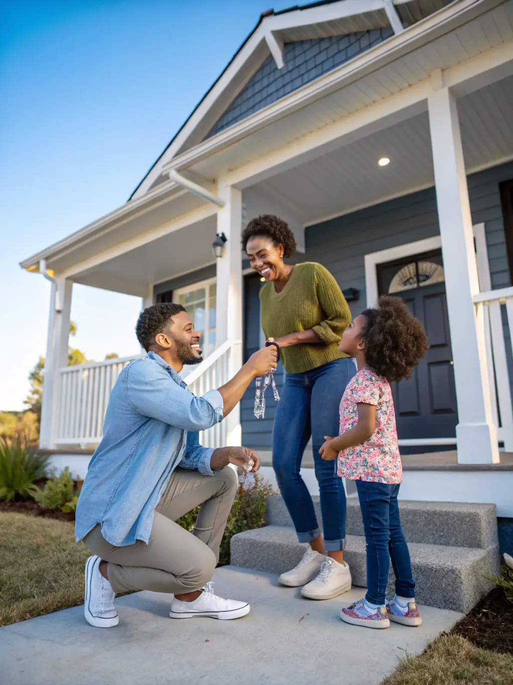 A celebratory image of a family receiving keys to their newly purchased home, signifying the completion of the lease-to-own process and the transition to full ownership.
